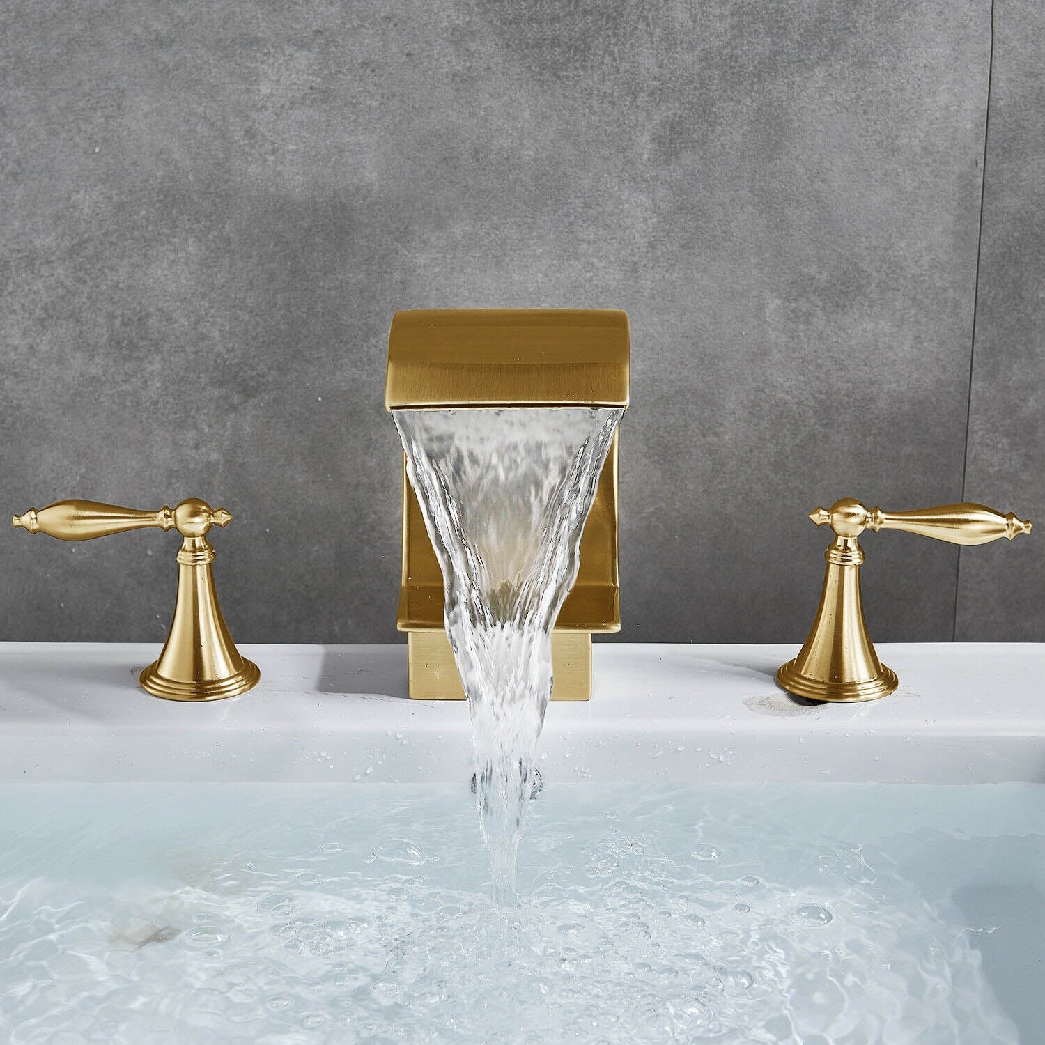 Juno Gold Finish Dual Handle Bathroom Vessel Sink Faucet Mixer Tap