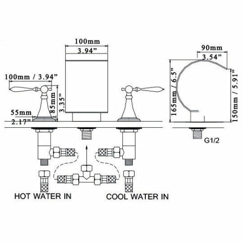 Juno Gold Finish Dual Handle Bathroom Vessel Sink Faucet Mixer Tap