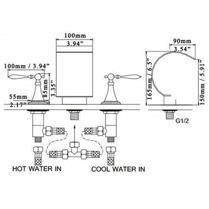 Juno Gold Finish Dual Handle Bathroom Vessel Sink Faucet Mixer Tap