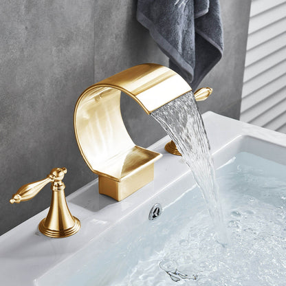 Juno Gold Finish Dual Handle Bathroom Vessel Sink Faucet Mixer Tap