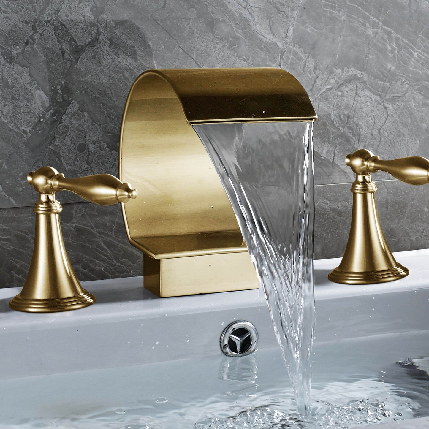 Juno Gold Finish Dual Handle Bathroom Vessel Sink Faucet Mixer Tap
