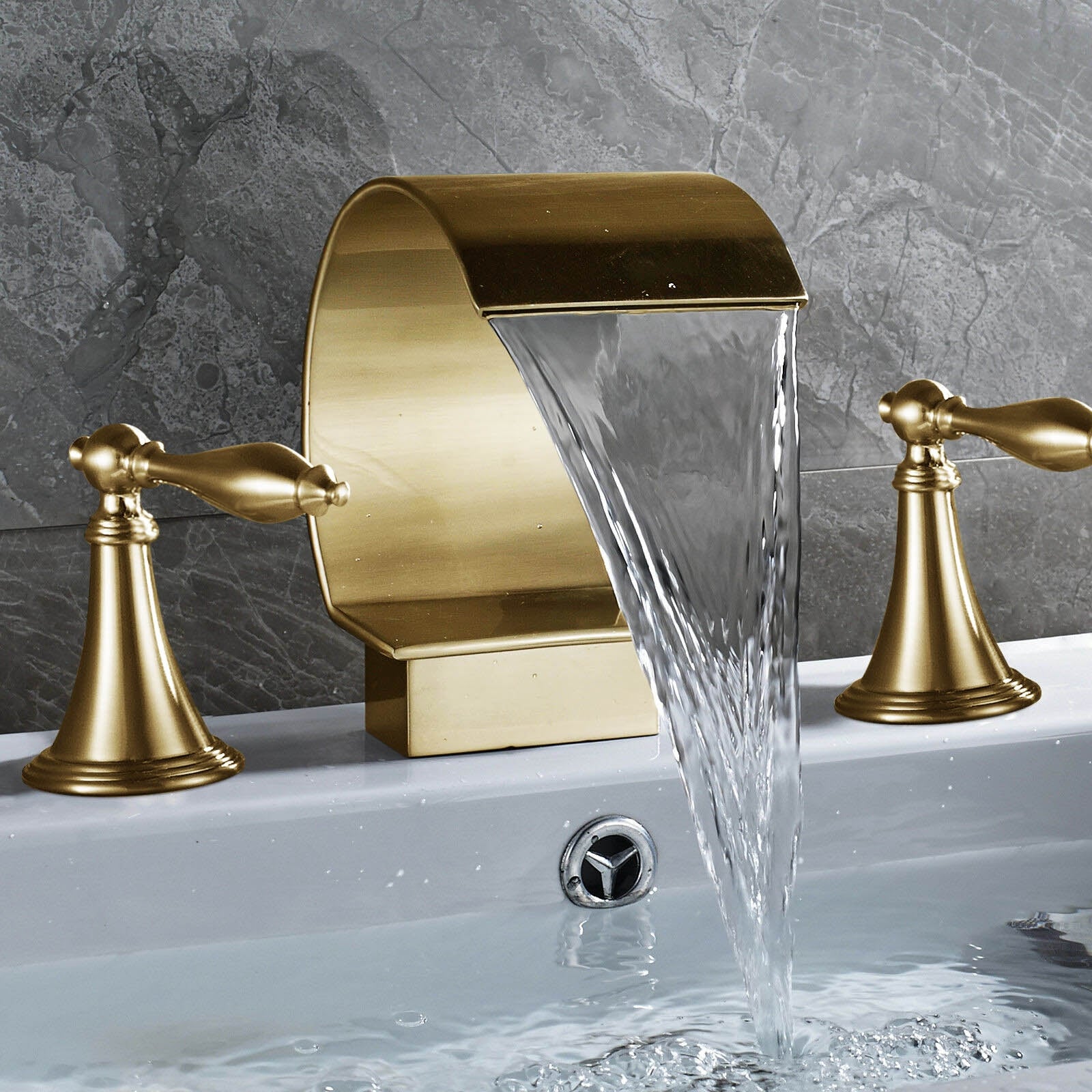Juno Gold Finish Dual Handle Bathroom Vessel Sink Faucet Mixer Tap