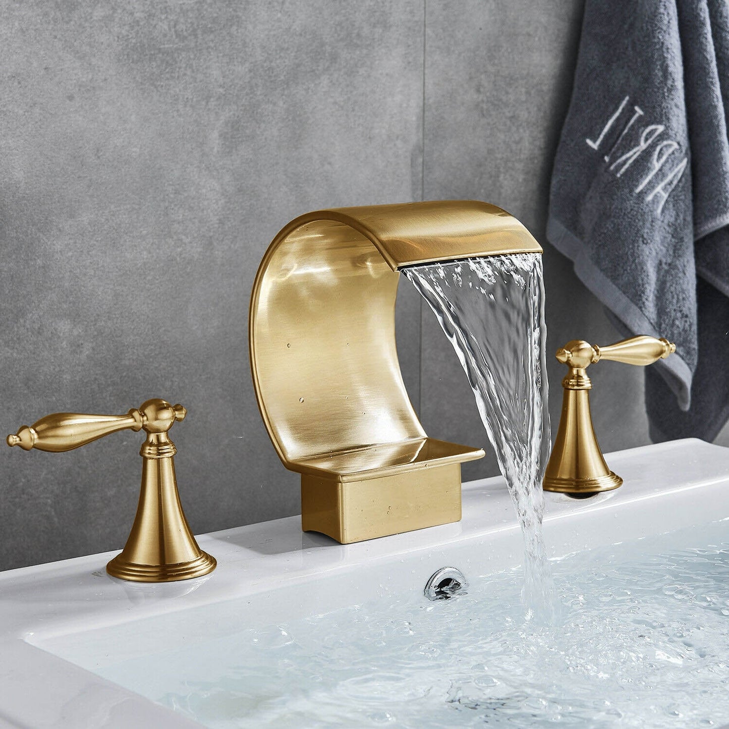 Juno Gold Finish Dual Handle Bathroom Vessel Sink Faucet Mixer Tap