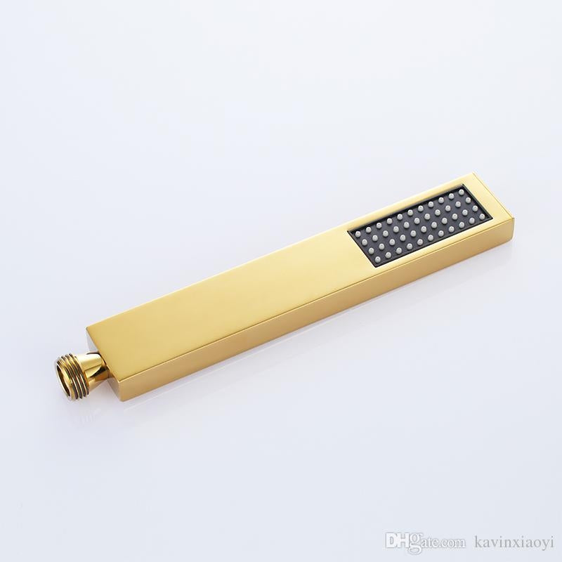 Juno Gold Plated Ceiling Mount Square Shower Head Set with Hand Shower