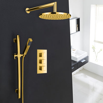 Juno Gold Plated Wall Mount Shower Head Set