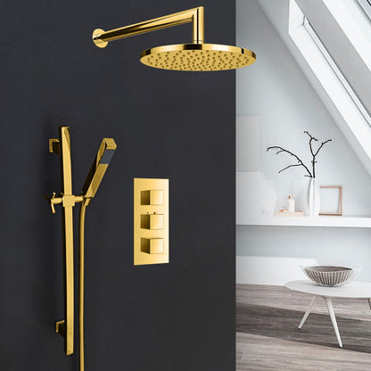 Juno Gold Plated Wall Mount Shower Head Set