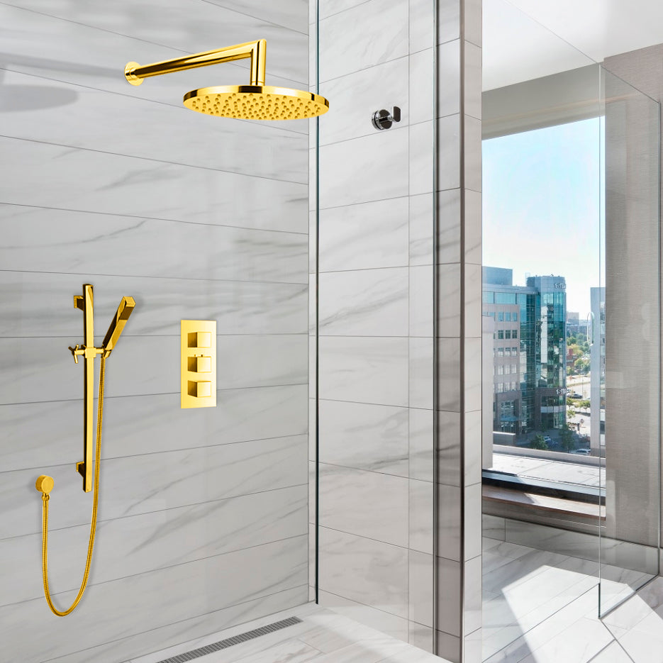 Juno Gold Plated Wall Mount Shower Head Set