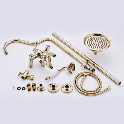 Juno Gold Polished Large Bathroom Shower with Hand-Held Shower