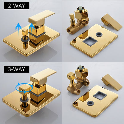 Juno Gold Shower Head Set with Handheld Shower