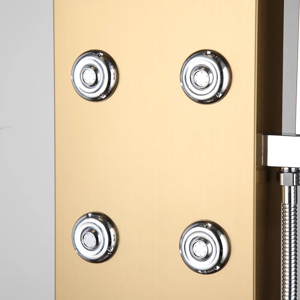 Juno Gold Rain Shower Panel with Handheld Shower