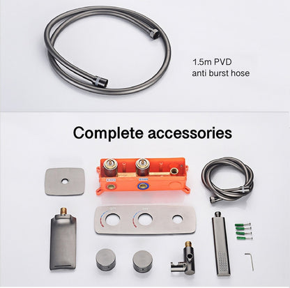 Juno Black Wall Mount Bathtub Shower Faucet Set