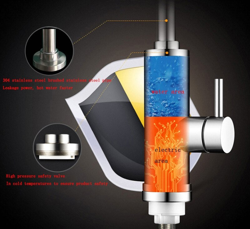 Juno 3000W Instant Hot Water Kitchen Faucet Deck Mount Single Handle