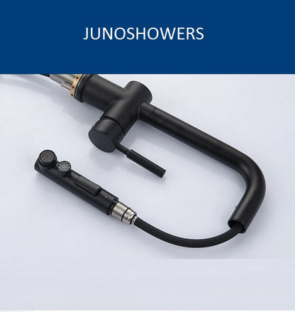 Juno Kitchen Black Sink Mixer Tap Faucet Single Lever Deck Mount