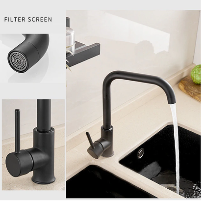 Juno Tall Black Single Handle Kitchen Faucet