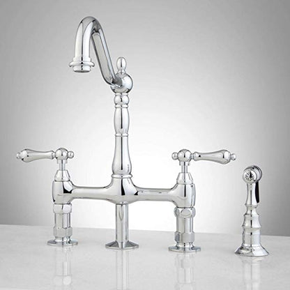 Juno La Paz Dual Handle Bridge Kitchen Faucet With Spray