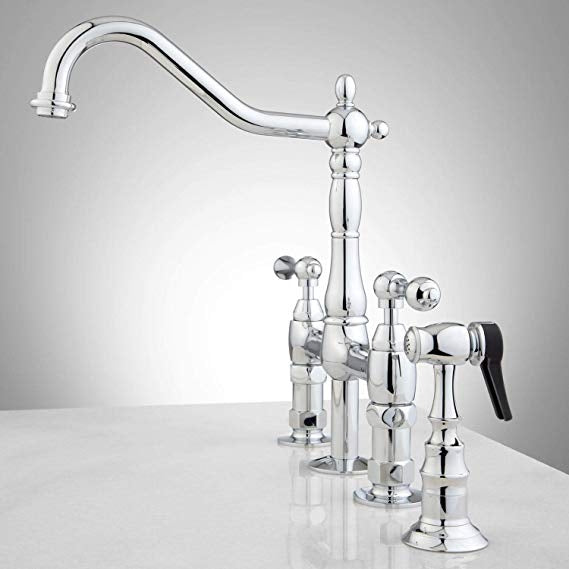 Juno La Paz Dual Handle Bridge Kitchen Faucet With Spray