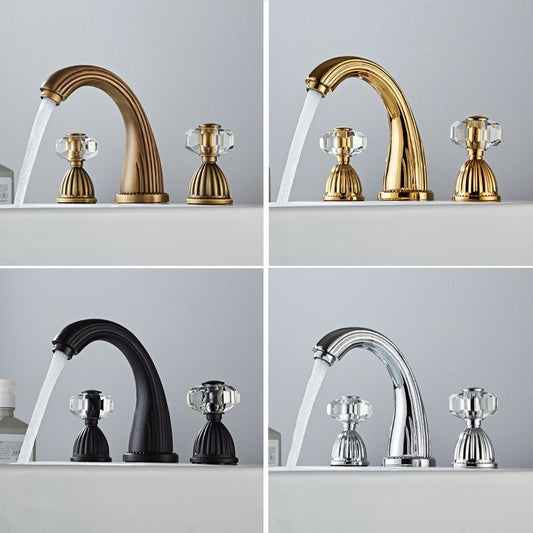 Juno Lara Crystal bathroom sink Faucet black gold chrome antiq finish