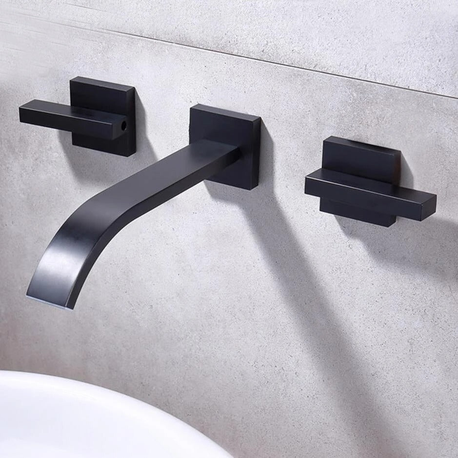 Juno Multi Color Wall Mount Bathroom Faucet Dual Handle Hot and Cold