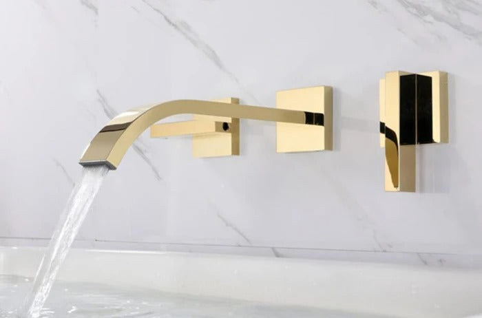Juno Multi Color Wall Mount Bathroom Faucet Dual Handle Hot and Cold