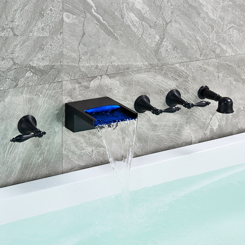 Juno LED Bathtub Faucet Chrome And Black Bronze Finish