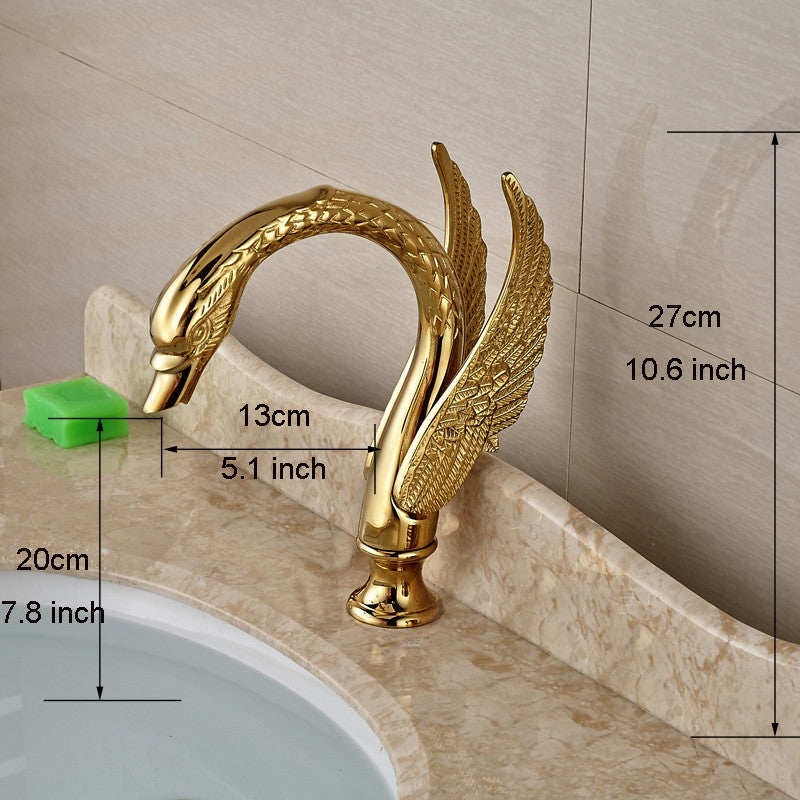 Juno Long Neck Gold Swan Bathtub Faucet with Hand Shower