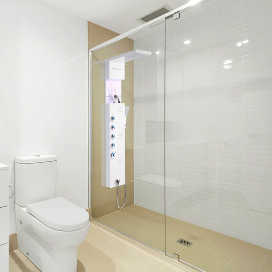 Juno Luxury Design Stainless Steel Brushed Nickle LED Massage Shower Panel