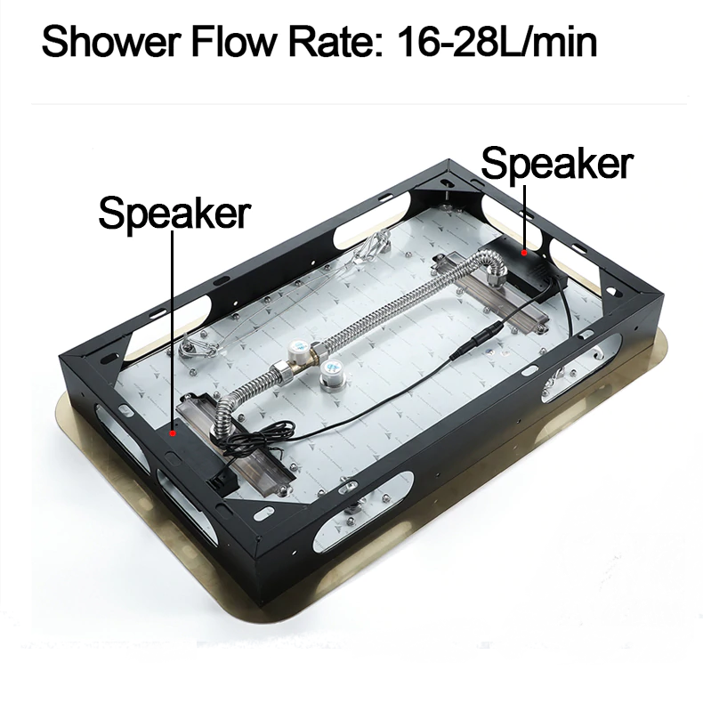 Juno Super Luxury 5 Function Gold Shower System 5 & 3 Knobs With 6 Body Massage Shower Jets Handheld Shower