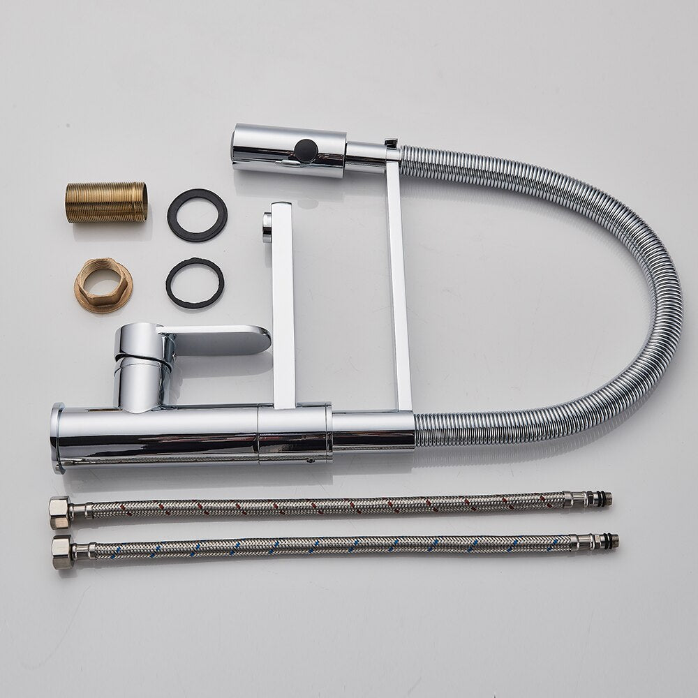 Juno Luxury Kitchen Dual Faucet Chrome Finish Single Lever Deck Mount