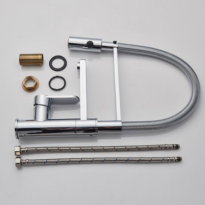 Juno Luxury Kitchen Dual Faucet Chrome Finish Single Lever Deck Mount