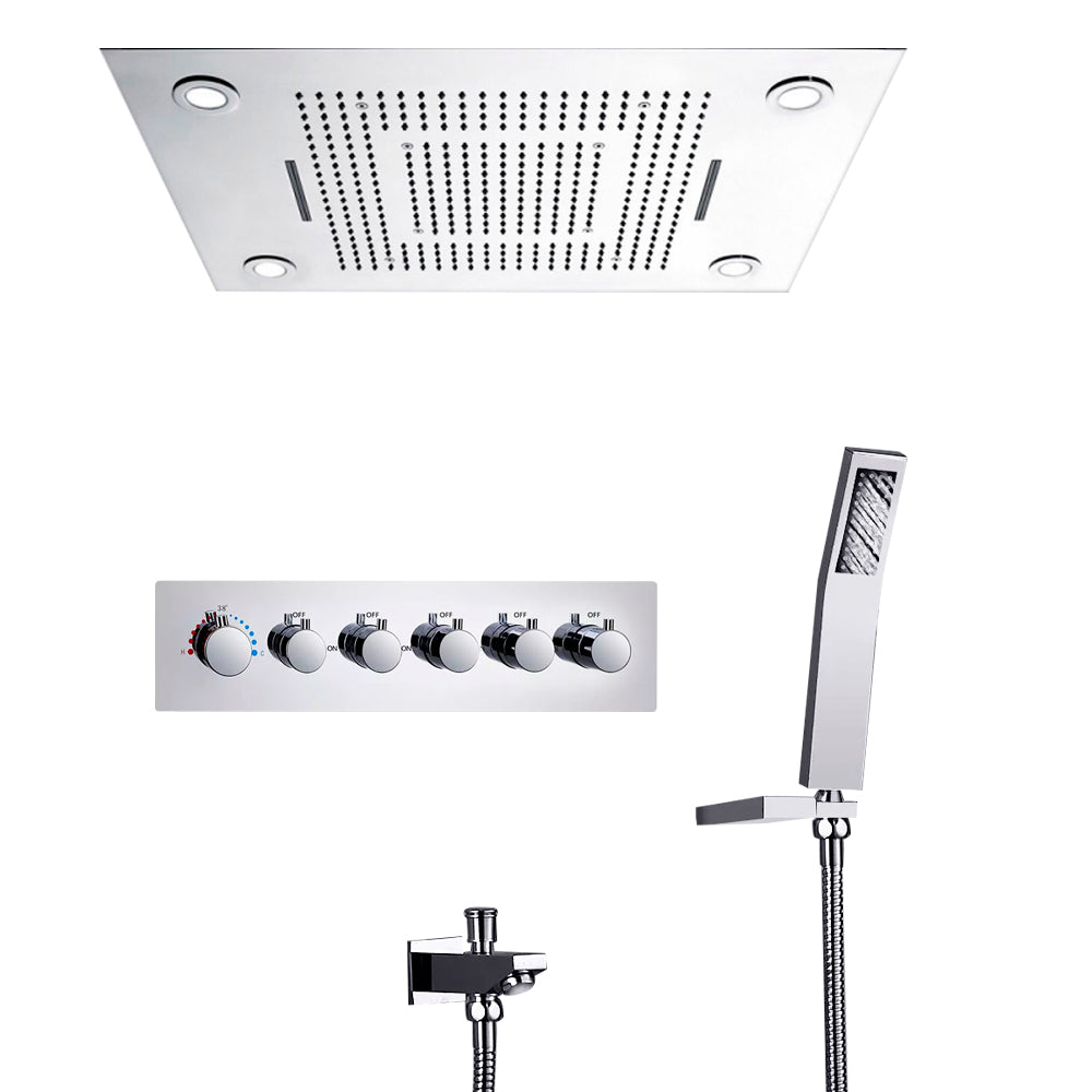 Juno Marina Multi Function Stainless Steel Ceiling Mount Shower Head and Hand Shower