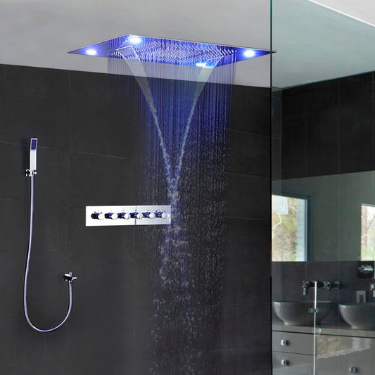 Juno Marina Multi Function Stainless Steel Ceiling Mount Shower Head and Hand Shower