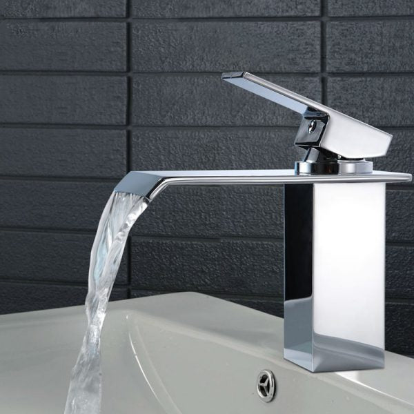 Juno Michigan LED Light Chrome Single Handle Waterfall Bathroom Basin Vanity Sink Faucet