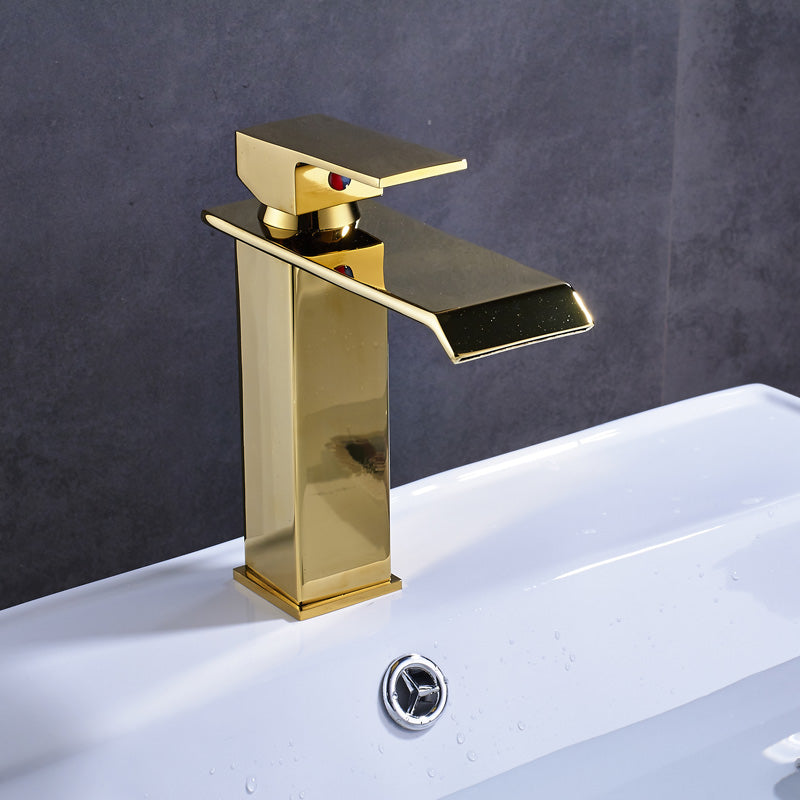 gold finish bathroom faucet deck mount single handle