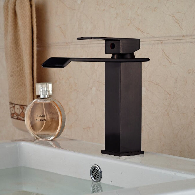 Juno Michigan LED Light Oil Rubbed Bronze Single Handle Waterfall Bathroom Basin Vanity Sink Faucet