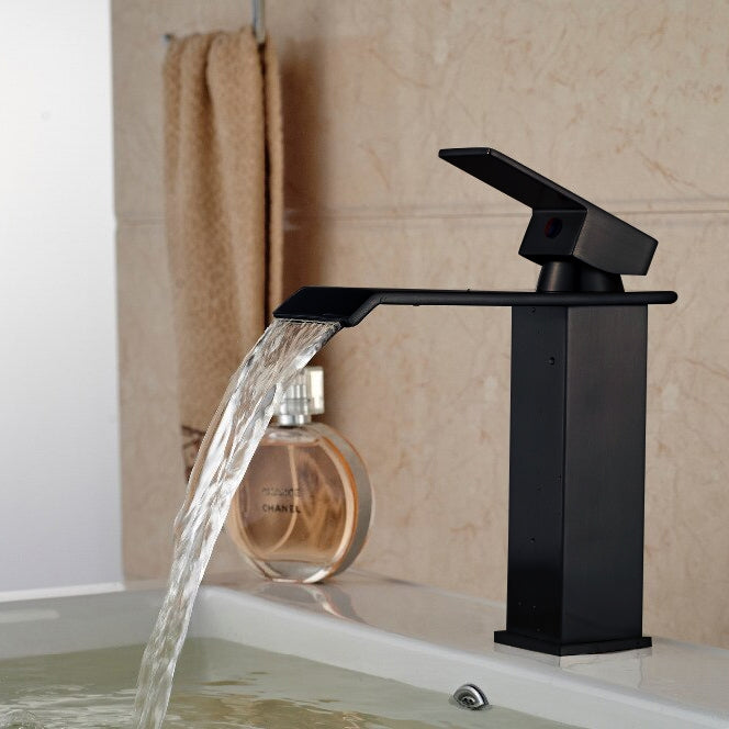Juno Michigan LED Light Oil Rubbed Bronze Single Handle Waterfall Bathroom Basin Vanity Sink Faucet