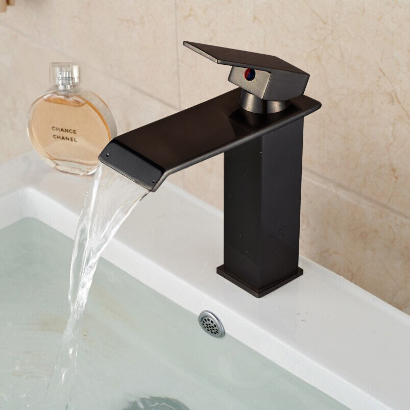 Juno Michigan LED Light Oil Rubbed Bronze Single Handle Waterfall Bathroom Basin Vanity Sink Faucet