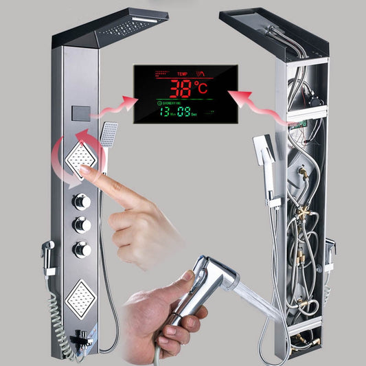 Juno Modena Stainless Steel Brushed Black Shower Panel System