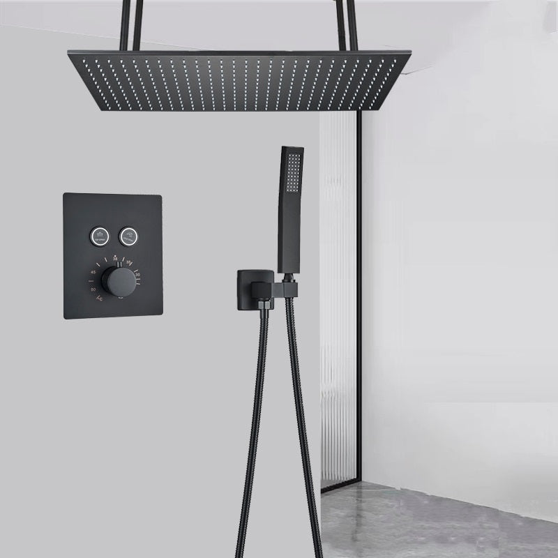 Juno Modern Black Shower Head Thermostatic Black Rain Shower Head Set Bathroom Large Black Rainfall Shower System