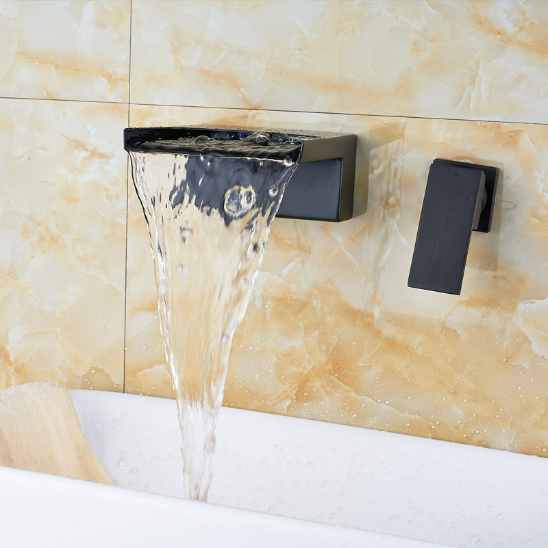 Juno Modern Blackened Oil-Rubbed Bronze Wall Mount Sink Faucet