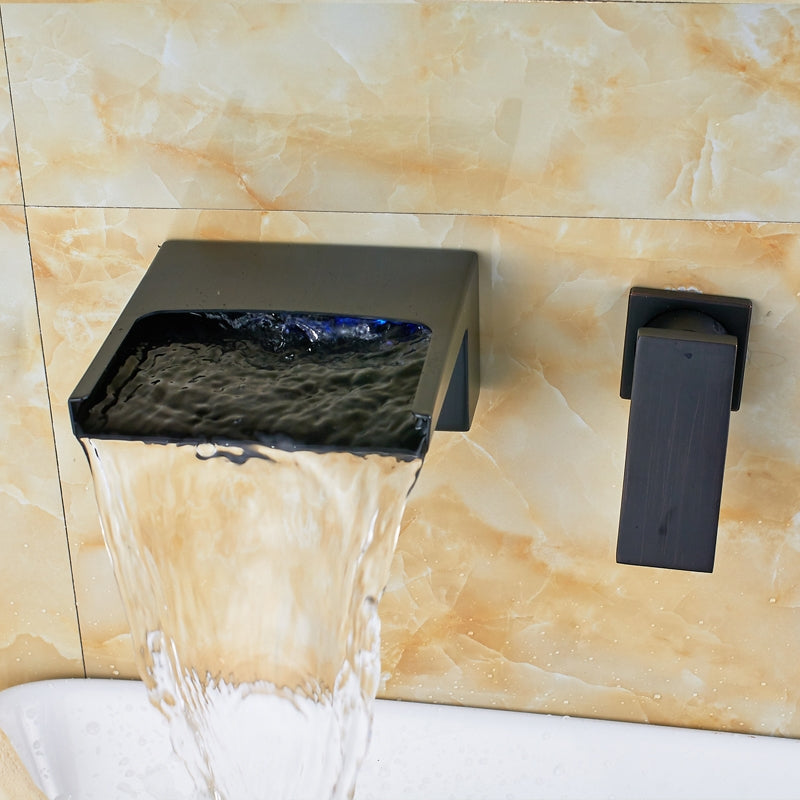 Juno Modern Blackened Oil-Rubbed Bronze Wall Mount Sink Faucet