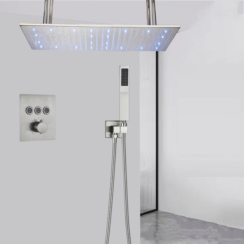 Juno Modern Black Shower Head Thermostatic Black Rain Shower Head Set Bathroom Large Black Rainfall Shower System