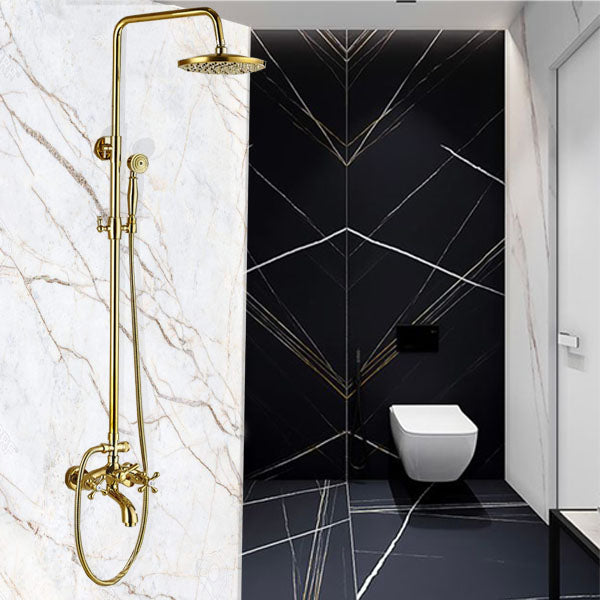 Juno Modern Design Round Rain Gold Brass Shower Mixer Shower with Hand Held Shower