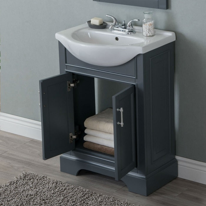 Juno Modern 24" Dark Gray Bathroom Vanity Set