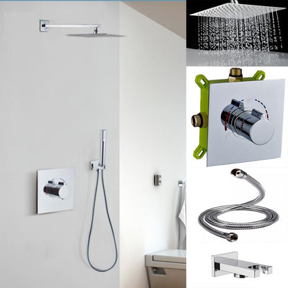 Juno Modern 10" Rainfall Shower Head With Hot Cold Mixer and Handheld Shower