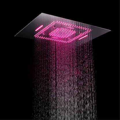 Juno Musical Rectangular Chrome Finish Ceiling Mount Phone Control LED Shower Head