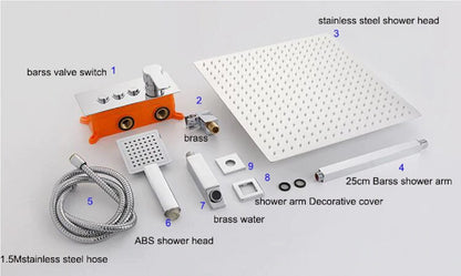 New 16 Inch Rain Shower Head with Push Button 3 Way Shower Mixer
