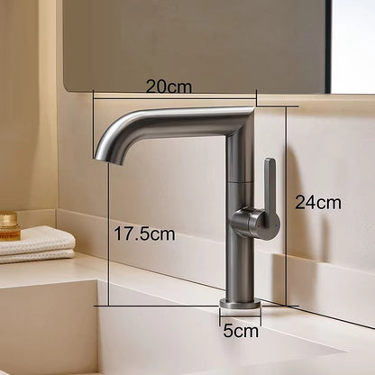 Juno New 24cm Hot & Cold Bathroom Sink Faucet Single Handle Stainless Steel