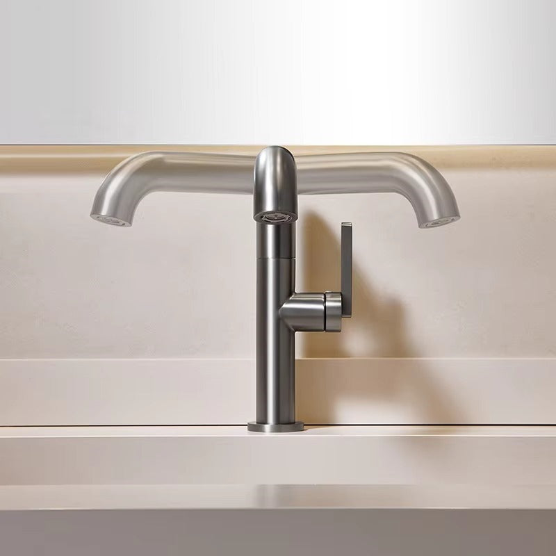 Juno New 24cm Hot & Cold Bathroom Sink Faucet Single Handle Stainless Steel