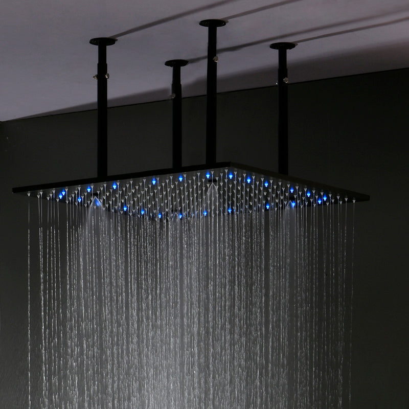 31" New Dark Oil Rubbed Bronze Square Ceiling Mount LED Rain Shower Head