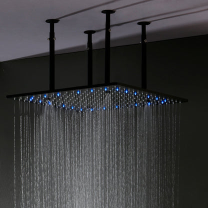31" New Dark Oil Rubbed Bronze Square Ceiling Mount LED Rain Shower Head